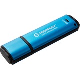 Kingston IronKey 256GB USB-C Vault Privacy 50C crittografia AES-256, FIPS 197, Chiavetta USB celeste/Nero, FIPS 197, 256 GB, USB tipo-C, 3.2 Gen 1 (3.1 Gen 1), 230 MB/s, Cuffia, Nero, Blu
