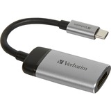 Verbatim 49143 cavo e adattatore video 0,1 m USB tipo-C HDMI Nero, Argento argento/Nero, 0,1 m, USB tipo-C, HDMI, Maschio, Femmina, Dritto