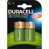 Duracell Ultra C Batteria ricaricabile Nichel-Metallo Idruro (NiMH) Batteria ricaricabile, C, Nichel-Metallo Idruro (NiMH), 1,2 V, 2 pz, 3000 mAh