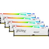 Kingston FURY FURY Beast 64 GB 5200 MT/s DDR5 CL40 DIMM (Kit da 4 moduli) White RGB XMP, Memoria bianco, 64 GB, 4 x 16 GB, DDR5, 288-pin DIMM, Bianco