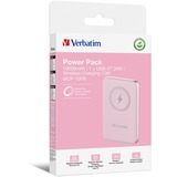 Verbatim Charge 'n' Go Polimeri di litio (LiPo) 10000 mAh Carica wireless Rosa, Powerbank  rosa, 10000 mAh, Polimeri di litio (LiPo), Quick Charge 3.0, Carica wireless, Rosa