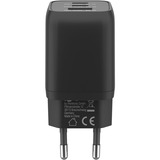 goobay Caricatore rapido USB-C Nano, PD, GaN, 65 Watt, cavo tessile USB-C, Caricabatterie Nero