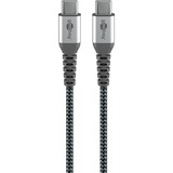 goobay Caricatore rapido USB-C Nano, PD, GaN, 65 Watt, cavo tessile USB-C, Caricabatterie Nero