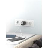 goobay Caricatore rapido USB-C Nano, PD, GaN, 65 Watt, cavo tessile USB-C, Caricabatterie Nero