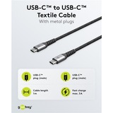 goobay Caricatore rapido USB-C Nano, PD, GaN, 65 Watt, cavo tessile USB-C, Caricabatterie Nero
