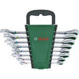 Bosch Set di chiavi a cricchetto, 8 pezzi, Chiave verde/Nero