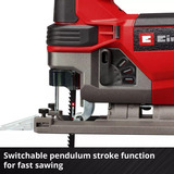 EINHELL Seghetto alternativo a batteria Power X-Change TE-JS 18/100 Li - Solo, 18Volt, Puzzle rosso/Nero