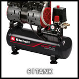 EINHELL TE-AC 6 Silent compressore ad aria 550 W 110 l/min Nero/Rosso, 110 l/min, 8 bar, 550 W, 14,7 kg