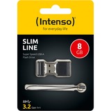 Intenso Slim Line unità flash USB 8 GB USB tipo A 3.2 Gen 1 (3.1 Gen 1) Nero, Chiavetta USB Nero, 8 GB, USB tipo A, 3.2 Gen 1 (3.1 Gen 1), 100 MB/s, Cuffia, Nero