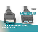 Digitus Cavo di collegamento USB 3.2 Gen 1 USB-A > Micro USB-B Nero