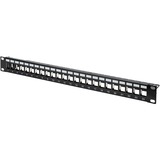 Digitus Pannello patch modulare, 24 porte, Patch Panel Nero, 24 porte, Nero, Montaggio a rack, 1U, 483 mm, 1,5 mm, 560 mm