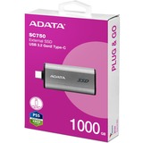ADATA SC750 1 TB USB tipo-C 3.2 Gen 2 (3.1 Gen 2) Nero, Disco a stato solido titanio, 1 TB, USB tipo-C, 3.2 Gen 2 (3.1 Gen 2), 1050 MB/s, 10 Gbit/s, Nero