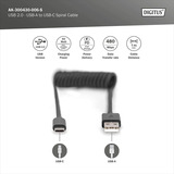 Digitus Cavo a spirale USB 2.0 USB-A > USB-C Nero