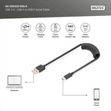Digitus Cavo a spirale USB 2.0 USB-A > USB-C Nero