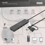 Digitus Hub USB 3.0 4 porte linea sottile Nero
