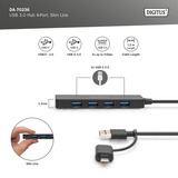Digitus Hub USB 3.0 4 porte linea sottile Nero