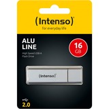 Intenso Alu Line unità flash USB 16 GB USB tipo A 2.0 Argento, Chiavetta USB argento, 16 GB, USB tipo A, 2.0, 28 MB/s, Cuffia, Argento