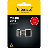 Intenso 32GB Micro Line unità flash USB 2.0 Connettore USB di tipo A Nero, Chiavetta USB Nero, 32 GB, 2.0, Connettore USB di tipo A, 16,5 MB/s, Cuffia, Nero