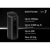 Netgear Nighthawk RS700S router wireless 10 Gigabit Ethernet Tri-band (2,4 GHz/5 GHz/6 GHz) Nero Wi-Fi 7 (802.11be), Tri-band (2,4 GHz/5 GHz/6 GHz), Collegamento ethernet LAN, Nero, Router portatile