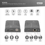 Digitus Ricevitore Extender KVM IP HDMI, Switch KVM Nero