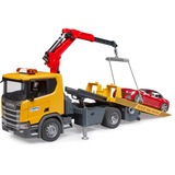 bruder Scania Super 560R camion di soccorso con modulo luci e suoni e roadster, Veicolo modello 