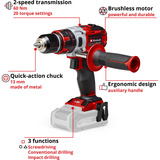 EINHELL TE-CD 18 Li-i Senza chiave 1,5 kg Nero, Rosso, Cordless rosso/Nero, Trapano con impugnatura a pistola, Senza chiave, 1,3 cm, 1 cm, 500 Giri/min, 1800 Giri/min