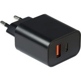 Inter-Tech Caricatore PD-2120, caricatore USB-C + USB-A, Caricabatterie Nero
