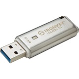 Kingston IronKey 64GB IKLP50 AES USB, w/256bit Encryption, Chiavetta USB alluminio, w/256bit Encryption, 64 GB, USB tipo A, 3.2 Gen 1 (3.1 Gen 1), 145 MB/s, Cuffia, Argento
