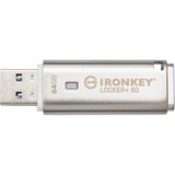 Kingston IronKey 64GB IKLP50 AES USB, w/256bit Encryption, Chiavetta USB alluminio, w/256bit Encryption, 64 GB, USB tipo A, 3.2 Gen 1 (3.1 Gen 1), 145 MB/s, Cuffia, Argento