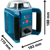 Bosch GRL 400 H Professional Livella rotatoria 400 m 635 nm (< 1 mW), Laser rotante blu, 400 m, 0,08 mm/m, 5°, 600 Giri/min, Rosso, 635 nm (< 1 mW)