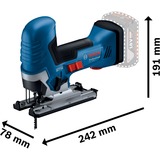 Bosch GST 18V-125 S PROFESSIONAL seghetto elettrico 3500 spm (fogli per minuto) 1,9 kg, Puzzle blu/Nero, Impugnatura a T, Nero, Blu, Rosso, 90°, Senza spazzola, 3500 spm (fogli per minuto), 12,5 cm