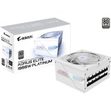 GIGABYTE AORUS ELITE P1000W ICE Alimentatore - PCIe 5.0, 80 PLUS Platinum, Design completamente modulare, Ventola da 120 mm, Compatibile con ATX 3.0, Spina EU, Alimentatore PC bianco, 80 PLUS Platinum, Design completamente modulare, Ventola da 120 mm, Compatibile con ATX 3.0, Spina EU, 1000 W, 100 - 240 V, 50/60 Hz, 15 - 6.5 A, Attivo, 125 W