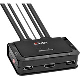 Lindy 42345 switch per keyboard-video-mouse (kvm) Montaggio rack Nero, Switch KVM Nero, 4096 x 2160 Pixel, 4K Ultra HD, Montaggio rack, Nero