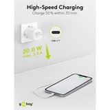 goobay Caricatore rapido USB-C Nano, PD, GaN, 20 Watt, Caricabatterie bianco