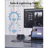 goobay Cavo Ethernet USB-C 3.2 Gen2 connettore > connettore RJ-45, Scheda di rete Nero/Argento