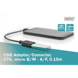 Digitus Adattatore USB 2.0, connettore Micro USB 90° > presa USB-A Nero
