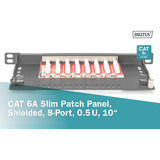 Digitus Pannello patch slim CAT 6A, classe EA, 8 porte, Patch Panel Nero
