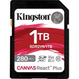 Kingston 1TB Canvas React Plus SDXC UHS-II 280R/150W U3 V60 for Full HD/4K, Scheda di memoria 1 TB, SDXC, Classe 10, UHS-II, 280 MB/s, 150 MB/s