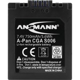 Ansmann Li-Ion battery packs A-PAN CGA S006 Ioni di Litio 800 mAh, Batteria fotocamera 800 mAh, 7,4 V, Ioni di Litio