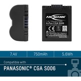 Ansmann Li-Ion battery packs A-PAN CGA S006 Ioni di Litio 800 mAh, Batteria fotocamera 800 mAh, 7,4 V, Ioni di Litio