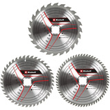 EINHELL Set di lame per sega circolare HM, Ø 250 x 30mm, 2,5mm, 24 denti / 42 denti / 60 denti, Impostare la lama per sega 