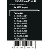 Wera Set di chiavi a brugola angolari Hex-Plus 8, 9 pezzi, Cacciavite cromo