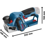 Bosch GHO 12V-20 Professional Nero, Blu, Rosso 14500 Giri/min, Aereo elettrico blu/Nero, Nero, Blu, Rosso, 14500 Giri/min, 5,6 cm, 1,7 cm, 2,5 m/s², Batteria
