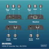 Digitus Extender video 4K USB-C > HDMI, 200 metri, Estensione HDMI Nero