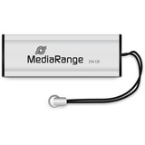 MediaRange MR919 unità flash USB 256 GB USB tipo A 3.2 Gen 1 (3.1 Gen 1) Nero, Argento, Chiavetta USB argento/Nero, 256 GB, USB tipo A, 3.2 Gen 1 (3.1 Gen 1), 100 MB/s, Lamina di scorrimento, Nero, Argento