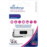 MediaRange MR919 unità flash USB 256 GB USB tipo A 3.2 Gen 1 (3.1 Gen 1) Nero, Argento, Chiavetta USB argento/Nero, 256 GB, USB tipo A, 3.2 Gen 1 (3.1 Gen 1), 100 MB/s, Lamina di scorrimento, Nero, Argento