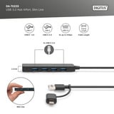Digitus Hub USB 3.0 4 porte linea sottile Nero