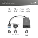 Digitus Hub USB 3.0 4 porte linea sottile Nero