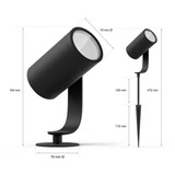Philips Hue Faretto per esterni Lily, Luce LED Nero, Philips Hue White and Color ambiance Faretto per esterni Lily, Luce a sospensione intelligente, Bluetooth/Zigbee, Nero, LED, Alluminio, Lampadina/e non sostituibile/i