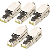 Digitus Connettore da campo CAT 6A STP cappuccio antipolvere/protezione contro le pieghe, 5 pezzi, Spina argento